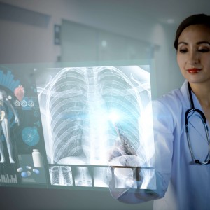 Woman looking at x ray